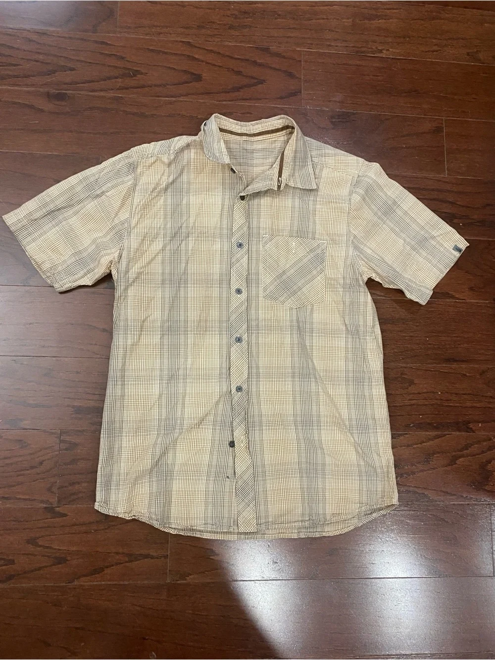 The North Face Mens Button Up Brown Plaid Shirt  Hiking Gorpcore Athletic - Read